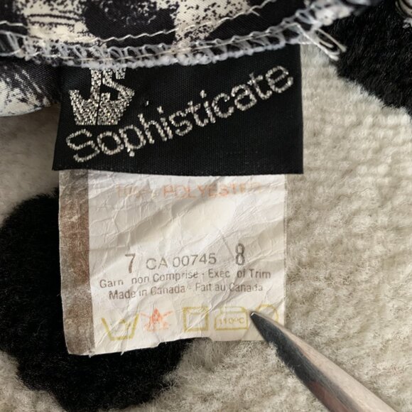 Vintage Animal Print Dress 7 Black White Chiffon Long Dolman Sleeve Corset Skirt - Picture 8 of 15